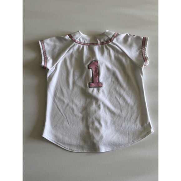 Vintage ESPN Jersey Button Up Shirt Pink and White Women’s Size Medium Rare Y2K - Picture 5 of 6